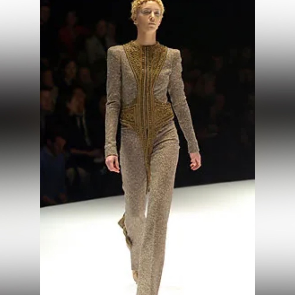 Alexander McQueen wool straight pant with gold 4/6 - Picture 3 of 12